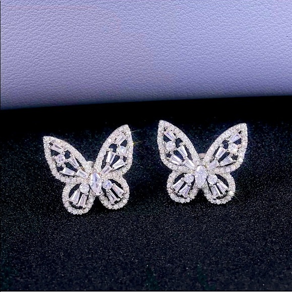 - 🍷 White Sapphires sparkling Butterflies.925 - Picture 4 of 6